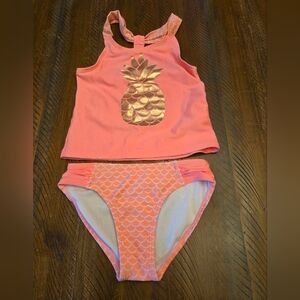 🎈2/$15 Cat & Jack Coral and Gold Pineapple Swimsuit